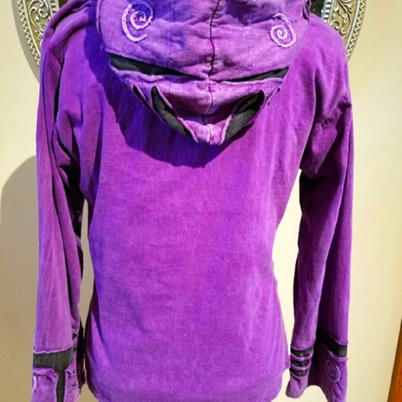 Shopping Therapy Purple Hoody Black Stripes & Colorful Short Sleeve Cotton Set - Picture 2 of 12